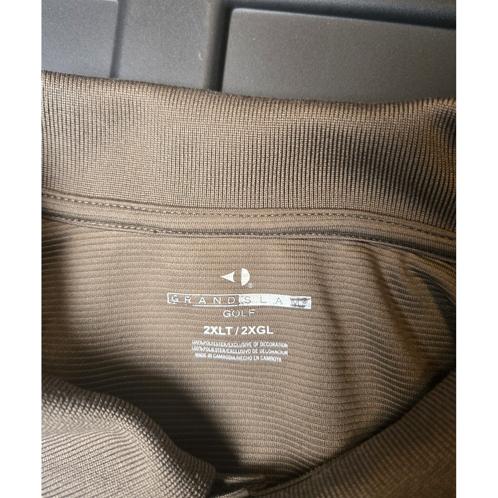 Grand Slam Performance Golf Polo Shirt, Brown, Mens 2XL FAST SHIPPING - Picture 4 of 10